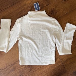 Mock neck white stretch top
